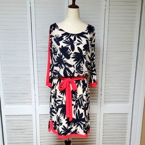 Joseph Ribkoff Floral Print Dress with Pink Accents Size 8